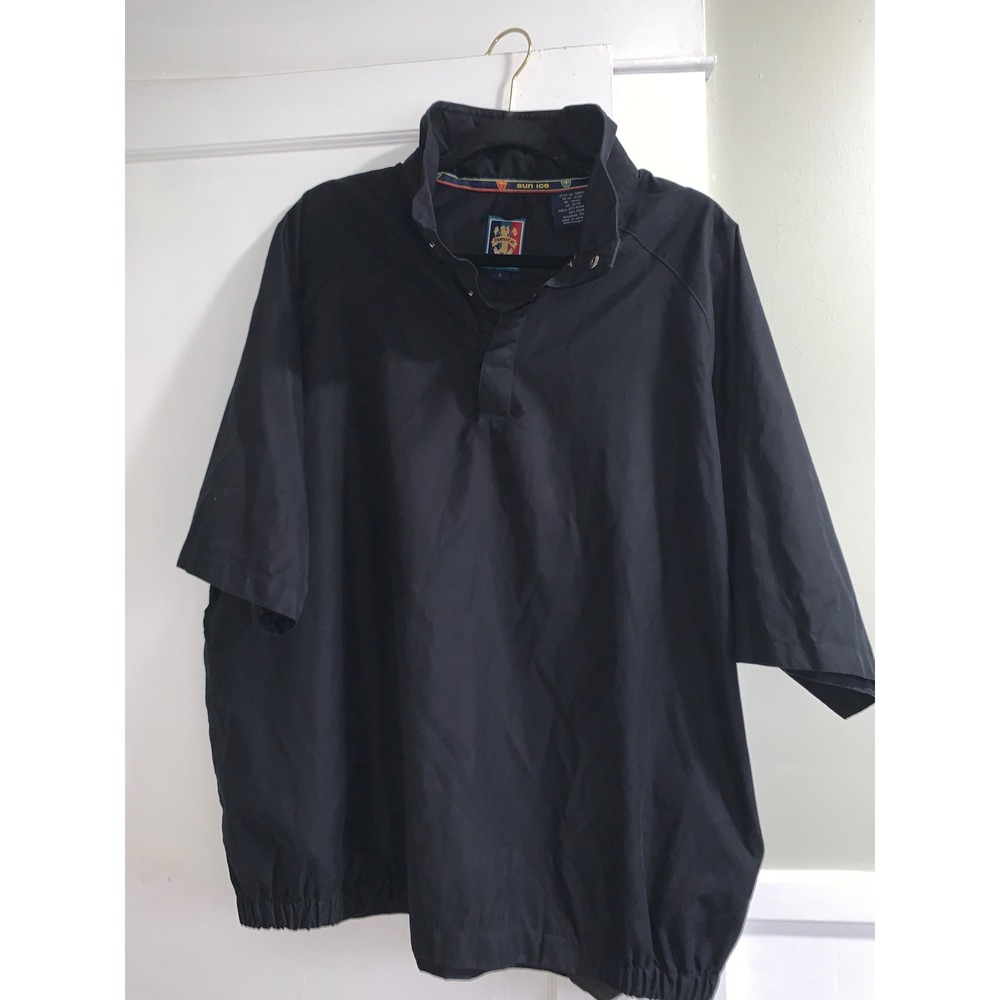 Sun Ice Mens Short Sleeve Golf Windbreaker Pullover Black Large
